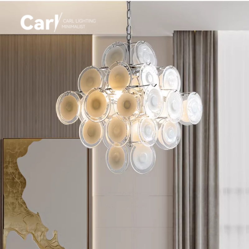 Home Bathroom Lighting Design - 現代のクロム銅リビングルームランプクリエイティブデザイナー北欧ホームベッドルームダイニングルームガラスフレンチライト高級ペンダントライト