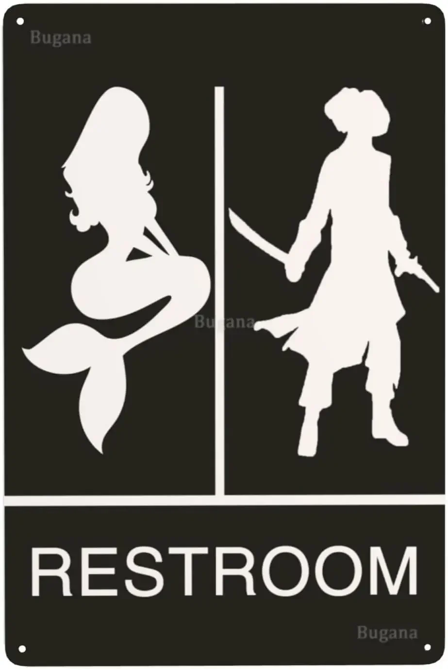 Home Bathroom Toilet - マーメイドパイレーツトイレヴィンテージメタルサイン、レトロで面白いバスルームブリキサイン、ビーチルームホームファームハウスビジネス用トイレドア装飾