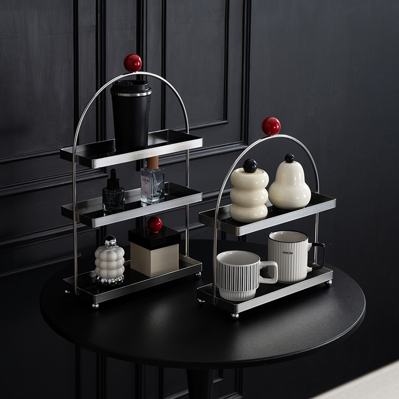 Home Essentials Bathroom Rack - アーチ型デスクトップオーガナイザー、マグカップ＆コーヒーカップラック、バスルーム収納棚、アクリル製化粧品＆必需品オーガナイザー