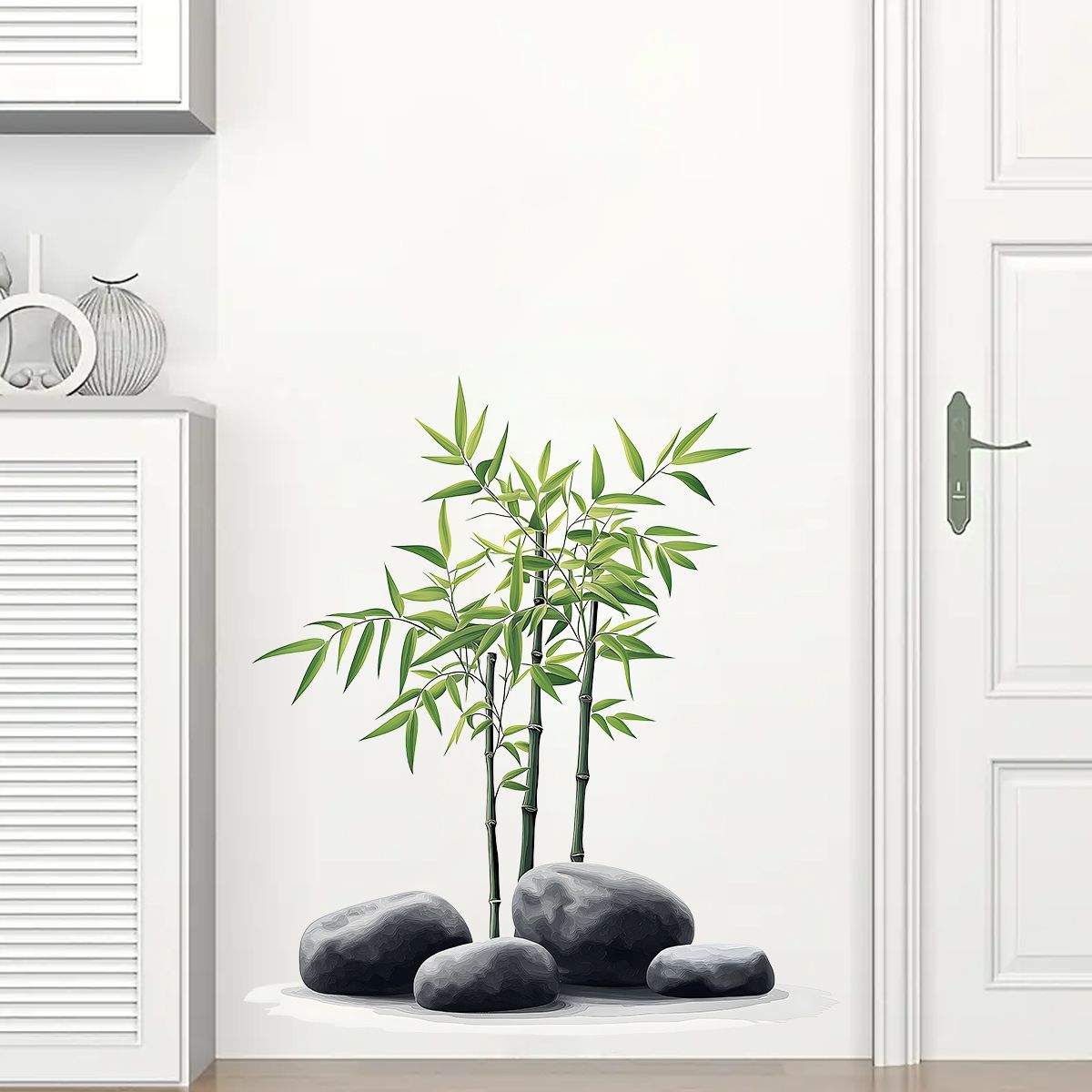 Home Bathroom Wall Tiles - インク竹ウォールステッカー浴室トイレ装飾リビングルームキャビネット冷蔵庫家の装飾デカールステッカー M1304
