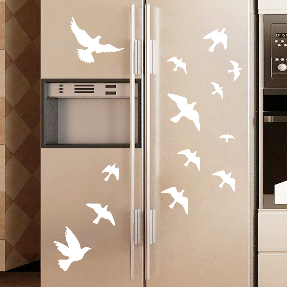Home Bathroom Wall Tiles - 12ピース/セット鳥の壁のステッカー家の装飾キッチン冷蔵庫の場合浴室キッズルーム壁の装飾ピール & スティックwaterpoofビニール壁画