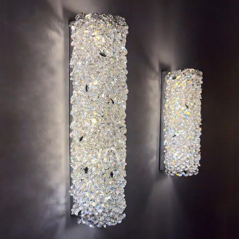 Home Bathroom Lighting Design - モダンなデザインのクリスタルビーズ壁ランプ燭台ベッドサイド浴室廊下通路テレビの背景ランプ家の装飾照明器具