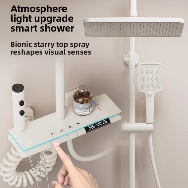 Home And Bathroom - サーモスタットシャワーセット家庭用バスルームピアノキーレインシャワーヘッドシャワーヘッドセットバスルームシャワーヘッドセット銅製シャワーセット
