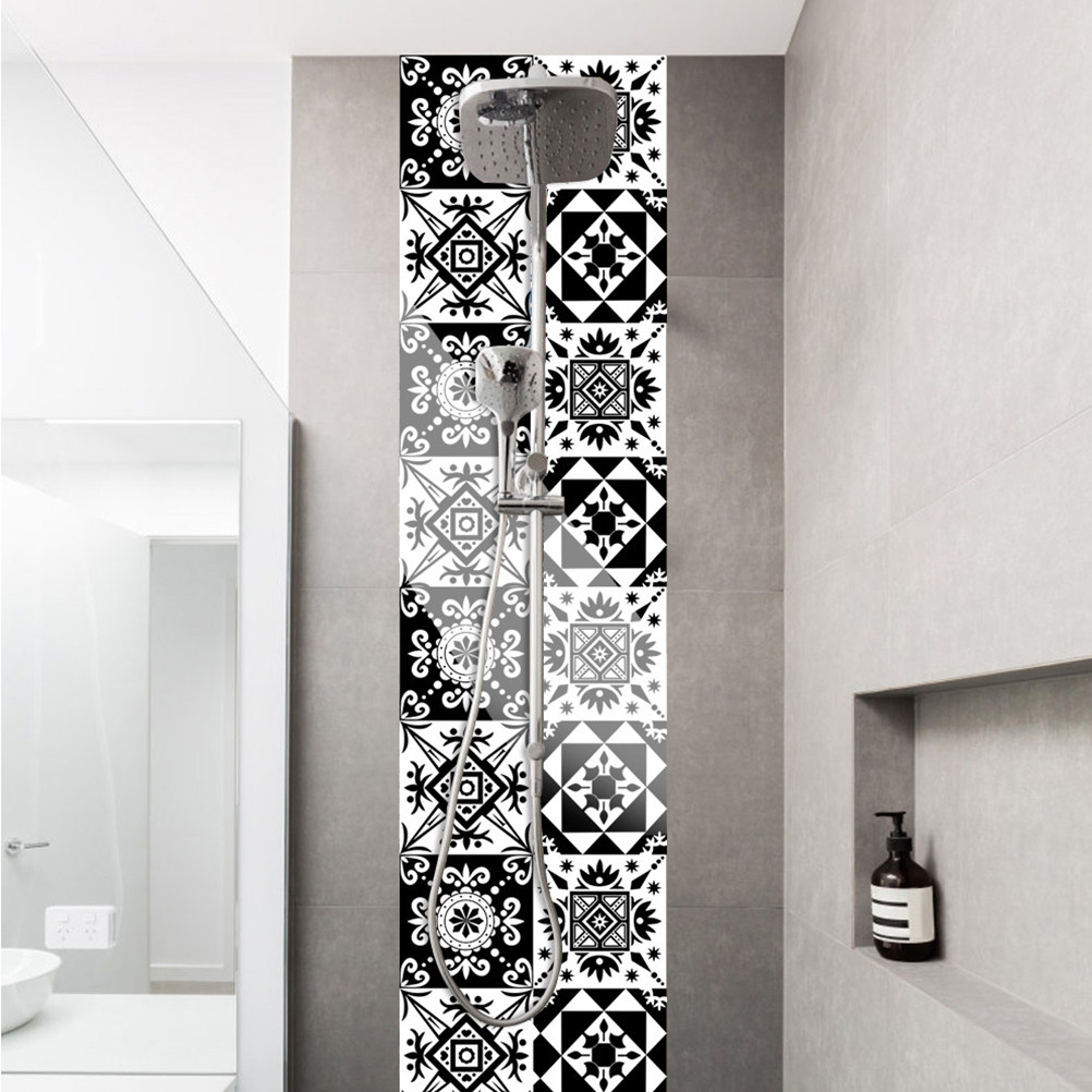 Home Bathroom Wall Tiles - 10 個の家の装飾ウォールステッカータイル自己粘着装飾デカール DIY ピールアンドステッカー用 バスルーム キッチン用