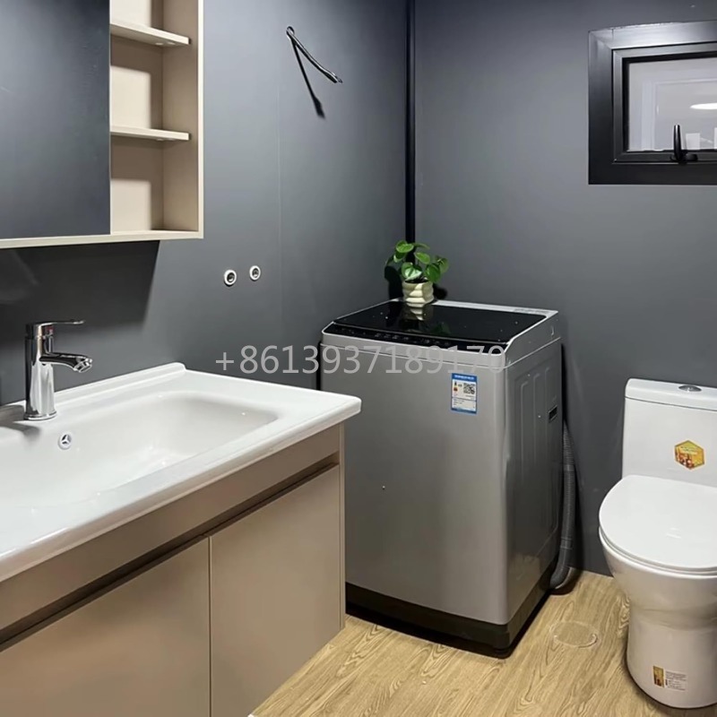 Tiny Home Bathroom Layout - 拡張可能なモバイルタイニーハウス、プレハブコンテナハウス販売中、2ベッドルーム、バスルームとキッチン付き、モジュール式折りたたみタイニーハウス