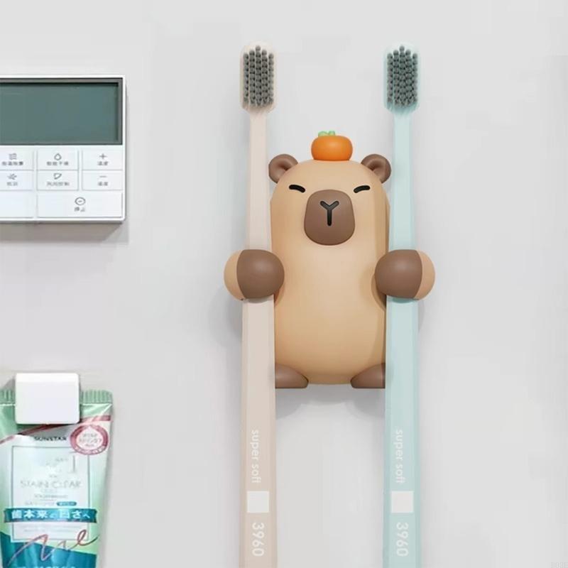 Home Essentials Bathroom Rack - 家族のバスルームに欠かせない漫画歯ブラシラック カピバラの形の壁取り付けオーガナイザー付き ホーム組織用 B03E