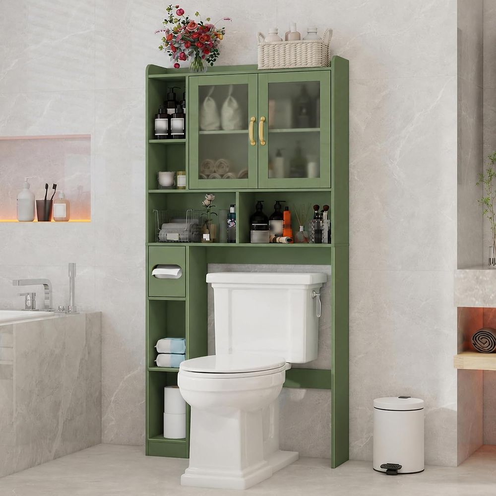 Home Bathroom Toilet - 省スペースのアクリル製トイレ上収納キャビネット、家庭用、バスルーム、トイレ、ランドリーに最適、グリーン