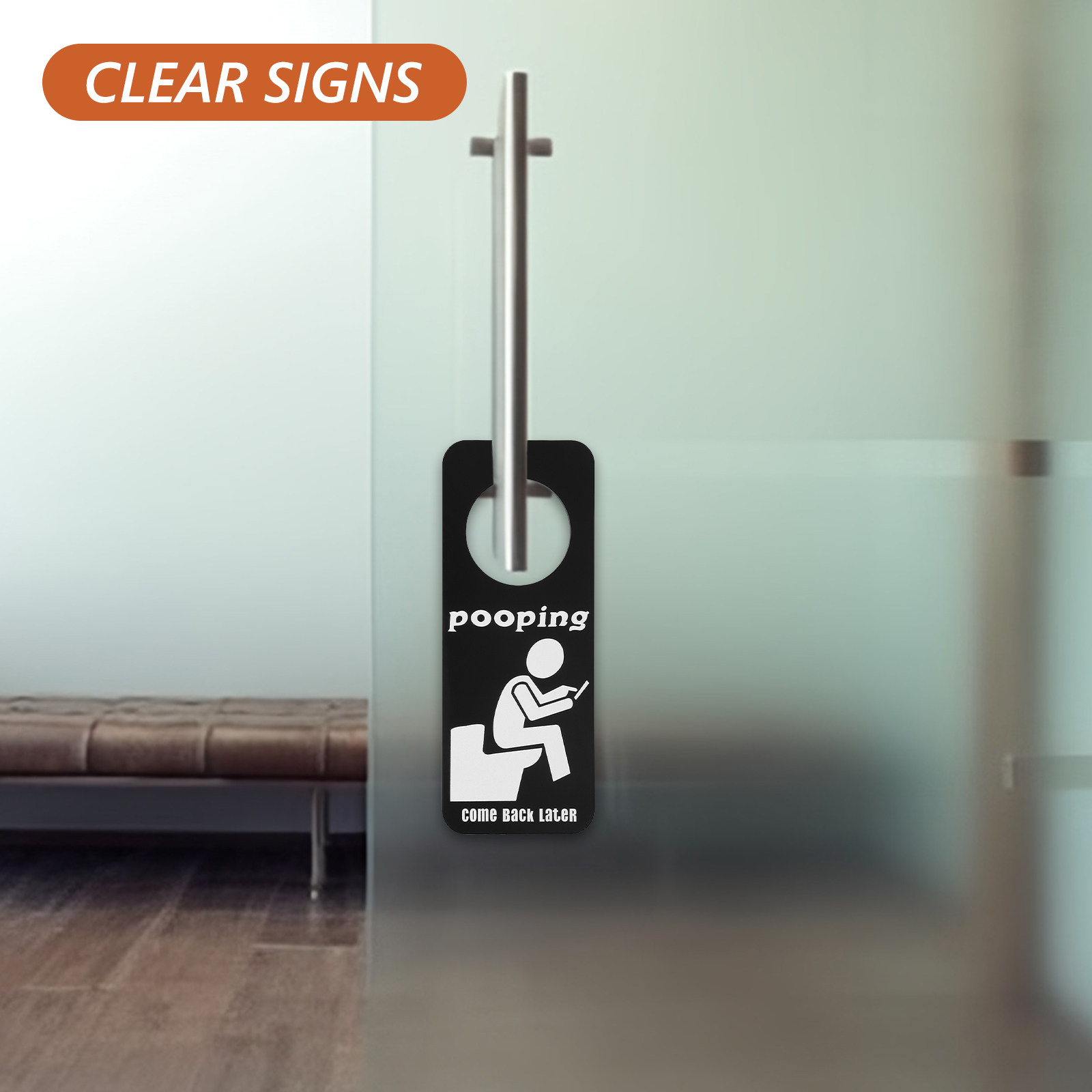 Home Bathroom Occupied Sign - 面白いトイレ使用中ドアサインハンガー、トイレ・バスルームの壁装飾、家庭・ビジネス用、ユーモラスな透明ドアサイン