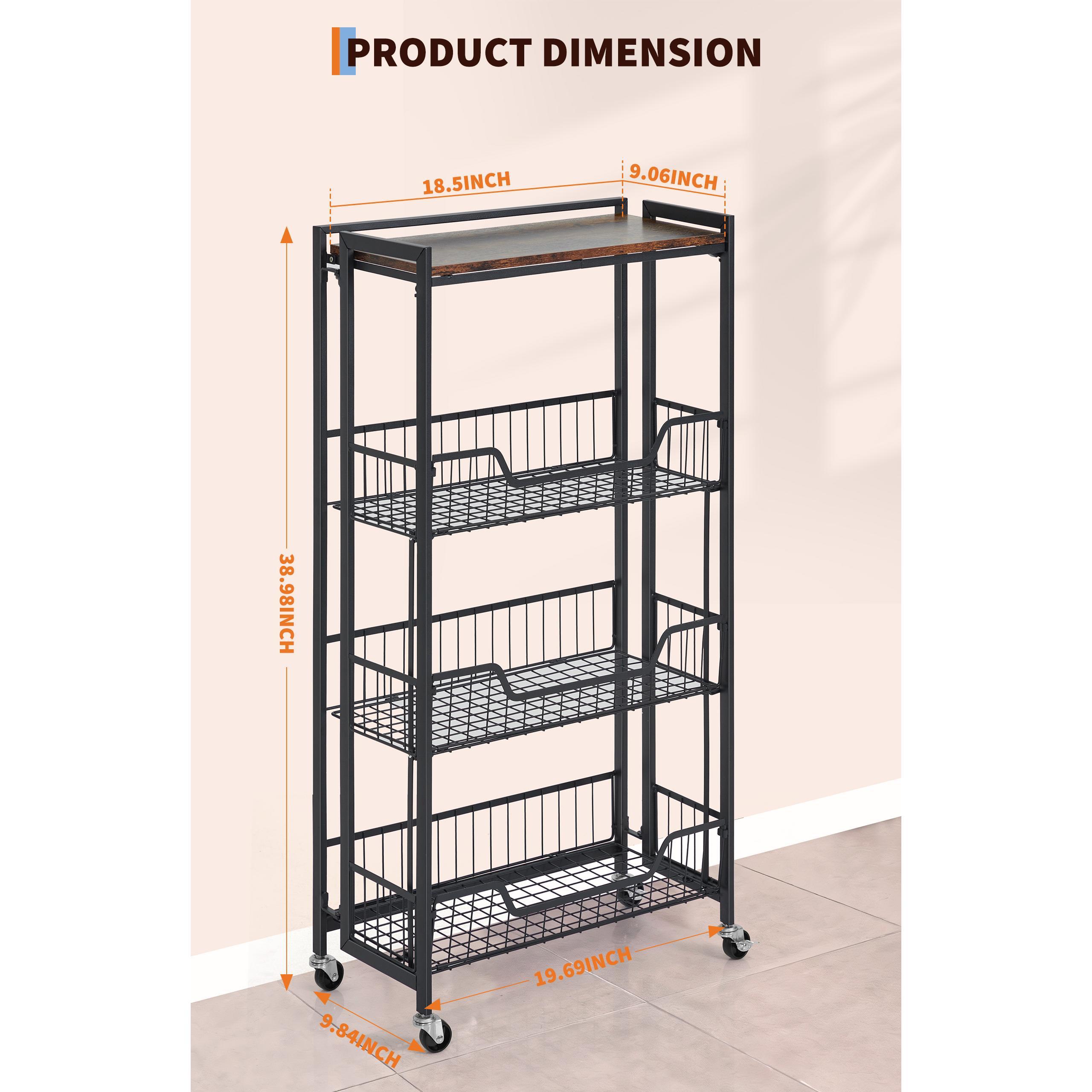 特大4段折りたたみ式収納カート、ロック付きキャスター付き、頑 - Home Essentials Bathroom Rack のレビューと価格
