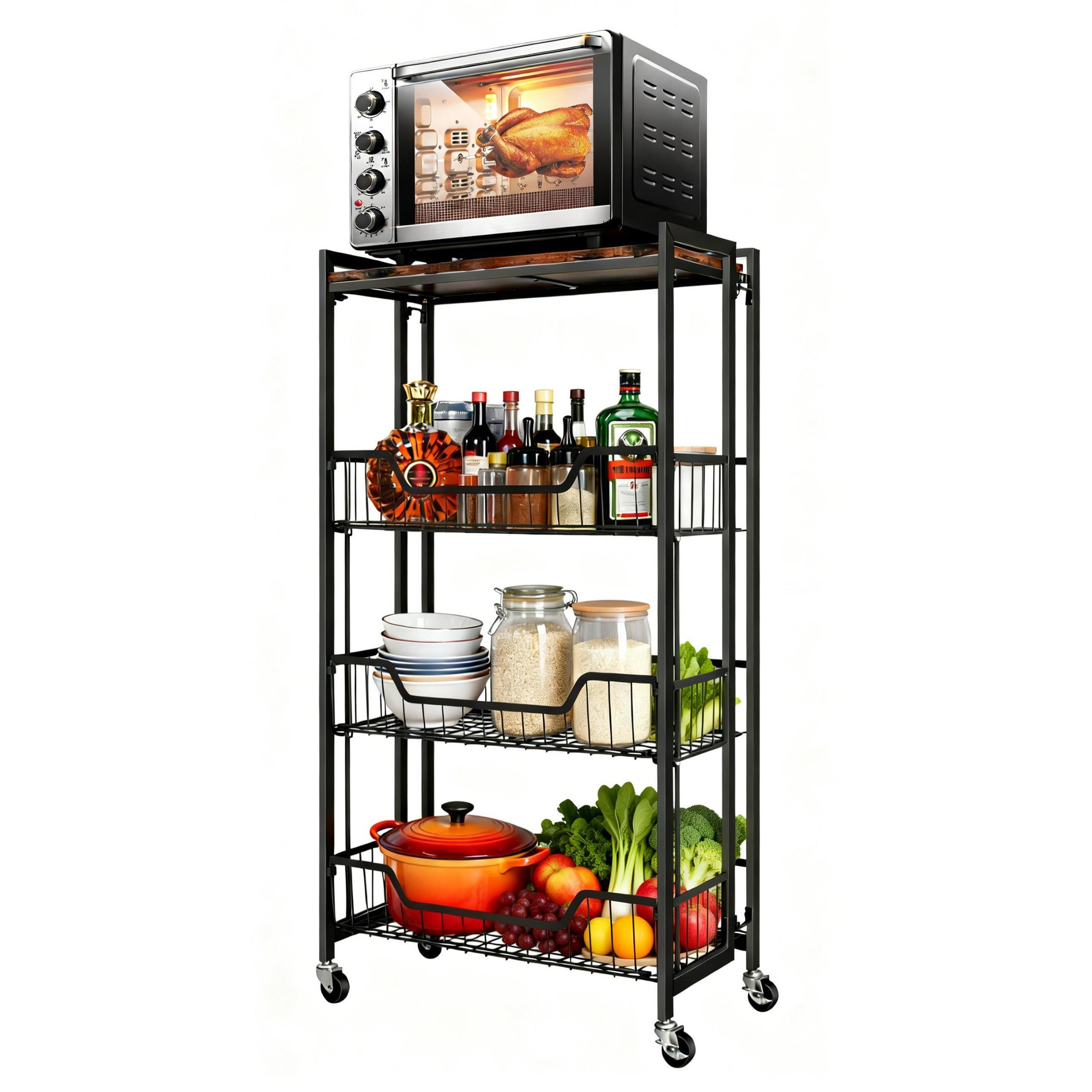特大4段折りたたみ式収納カート、ロック付きキャスター付き、頑 - Home Essentials Bathroom Rack のレビューと価格