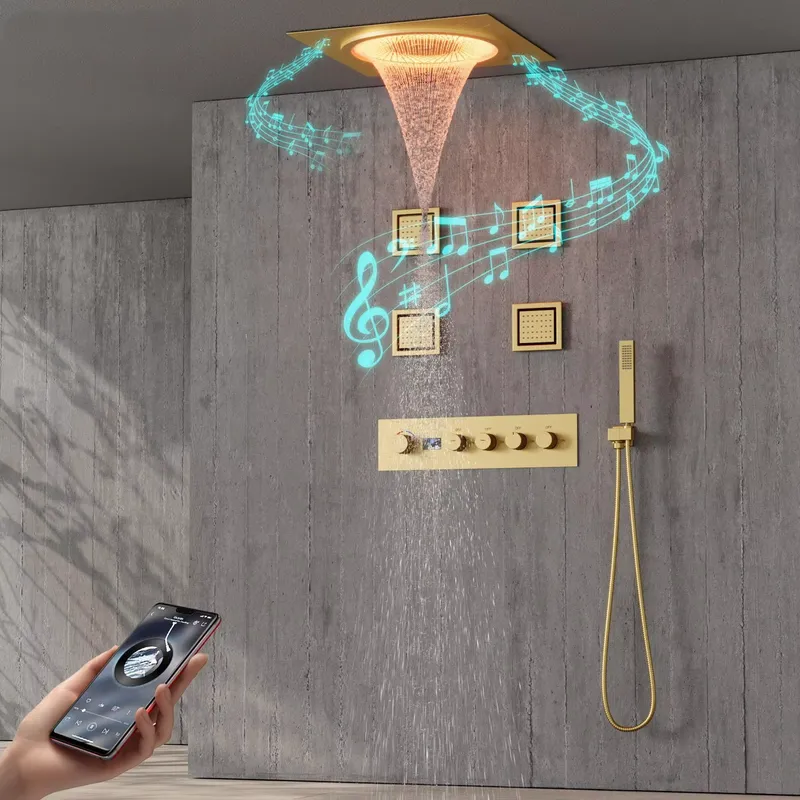 スマートLEDシャワーセット 浴室音楽内蔵レインフォールシス - Home And Bathroom のレビューと価格