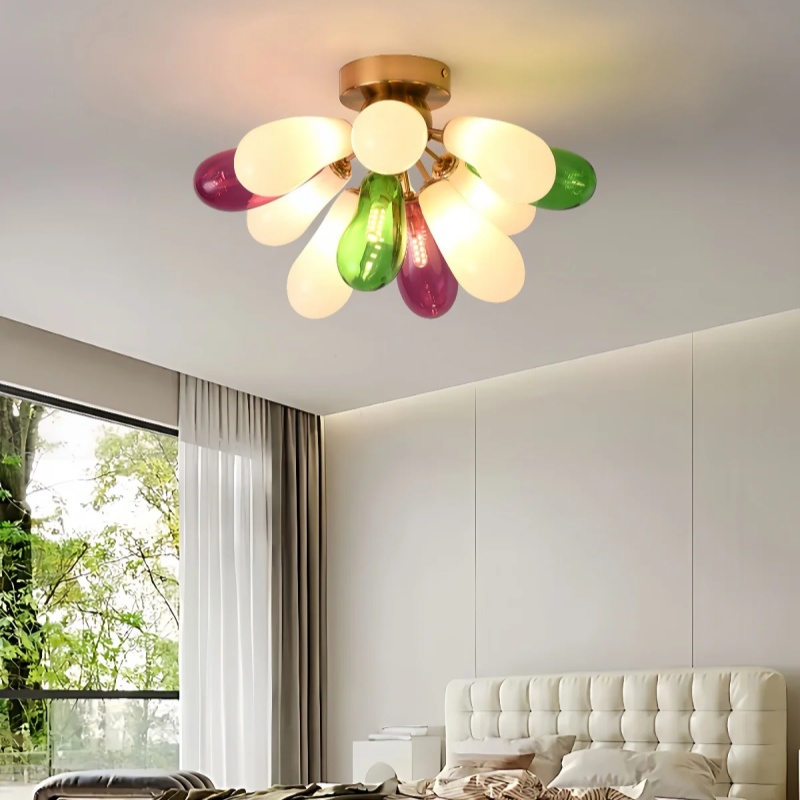 モダンなナスデザインの色付きガラスシャンデリア寝室ダイニング - Home Bathroom Lighting Design のレビューと価格
