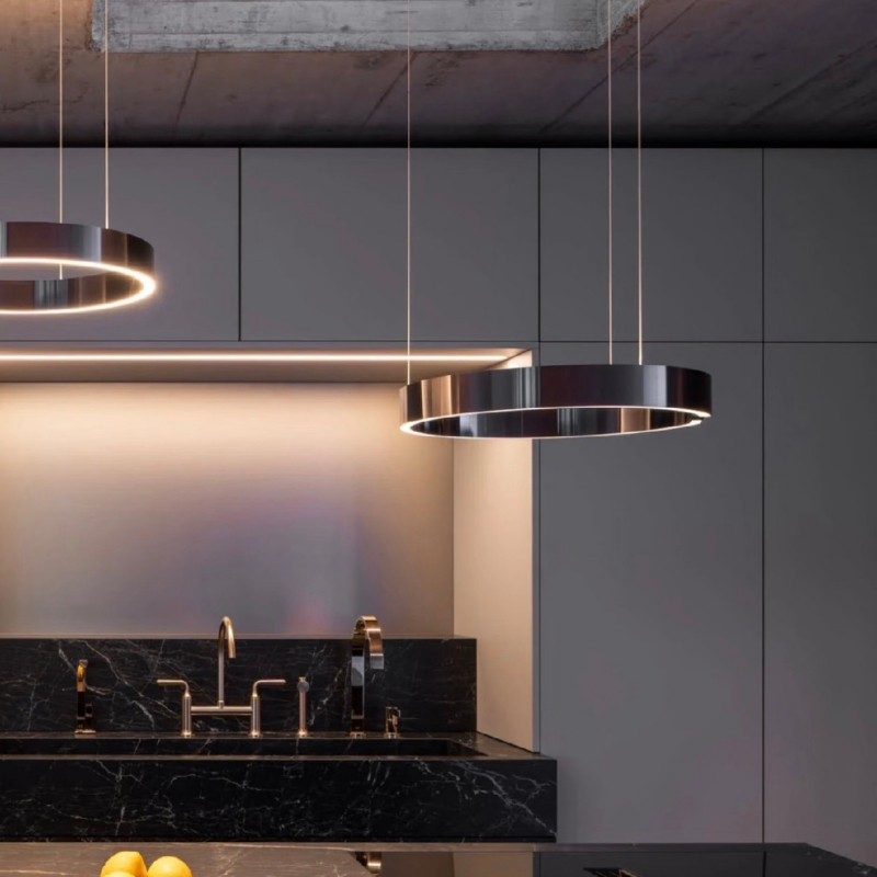 高級デザインサークル LED ペンダントライトハイエンドスタ - Home Bathroom Lighting Design のレビューと価格