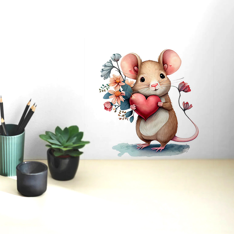 C228 #   かわいいマウスウォールステッカー動物バスル - Home Bathroom Wall Tiles のレビューと価格