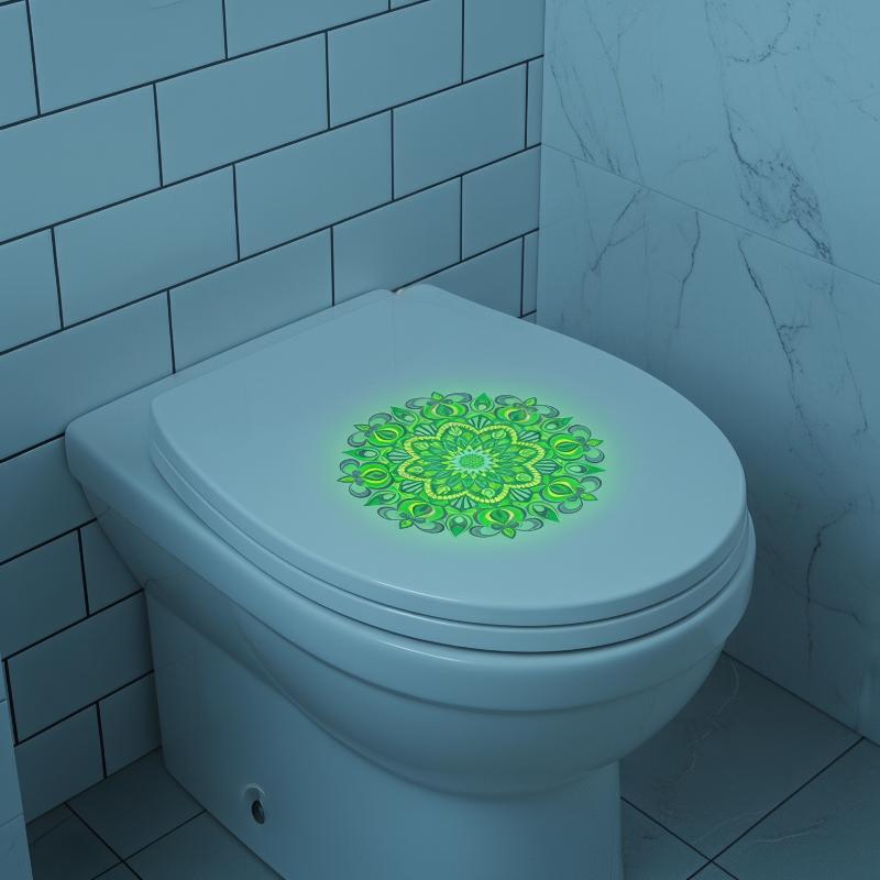 暗闇で光るマンダラトイレステッカー自己粘着発光ウォールアート - Jet Home Bathroom のレビューと価格