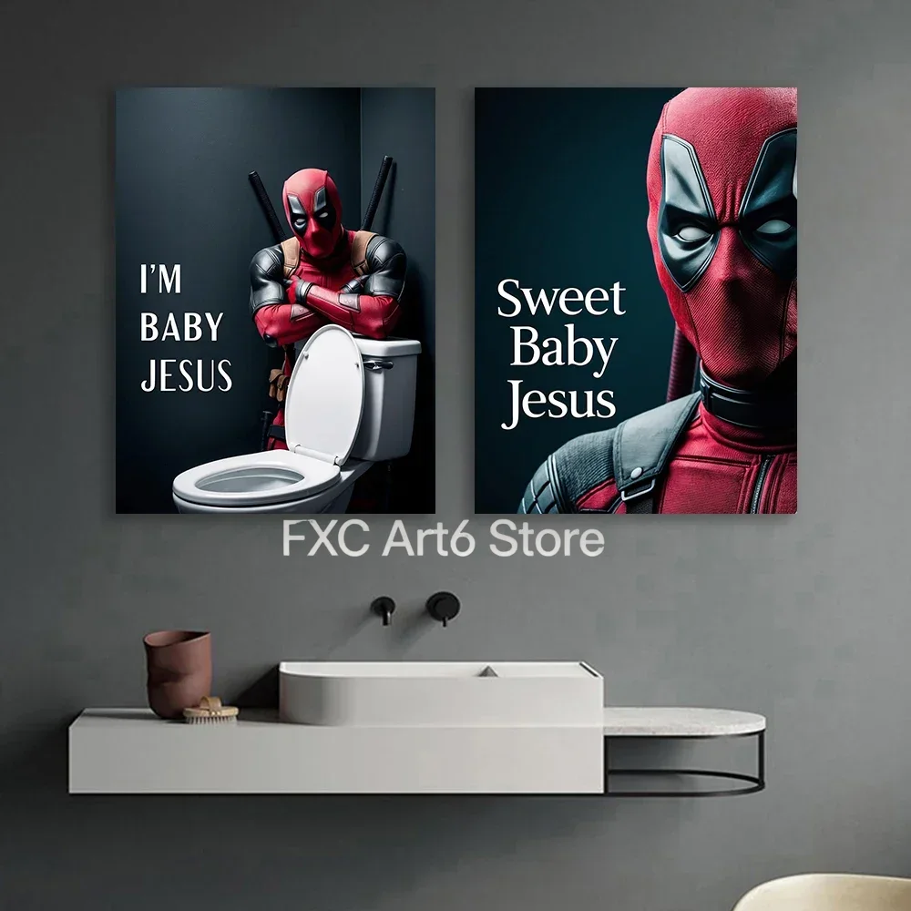 1PC フレームレスデッドプール面白い浴室ポスター甘い赤ちゃ - Home Bathroom Toilet のレビューと価格