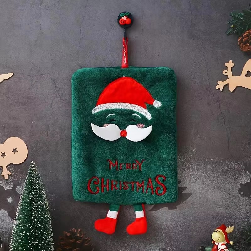 クリスマスハンギングハンドタオル コーラルフリース サンタ  - Home Bathroom Design のレビューと価格