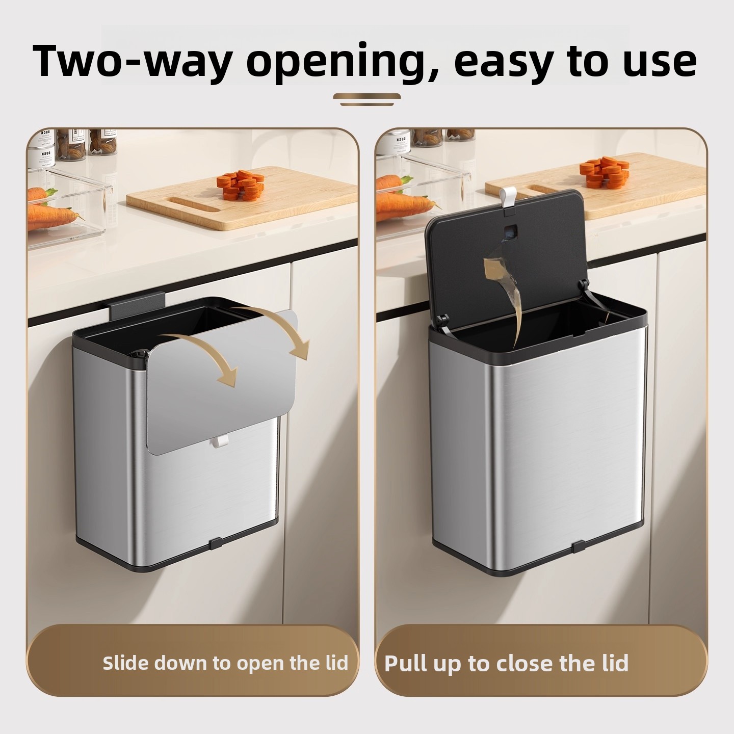 大容量ステンレス製キッチン/バスルーム用ゴミ箱 吊り下げ式デ - Home Bathroom Design のレビューと価格