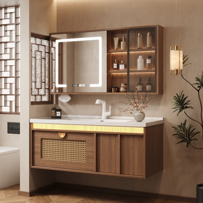 木製収納バスルームキャビネットオーガナイザー香水ミラートイレ - Home Bathroom Partition Wall のレビューと価格