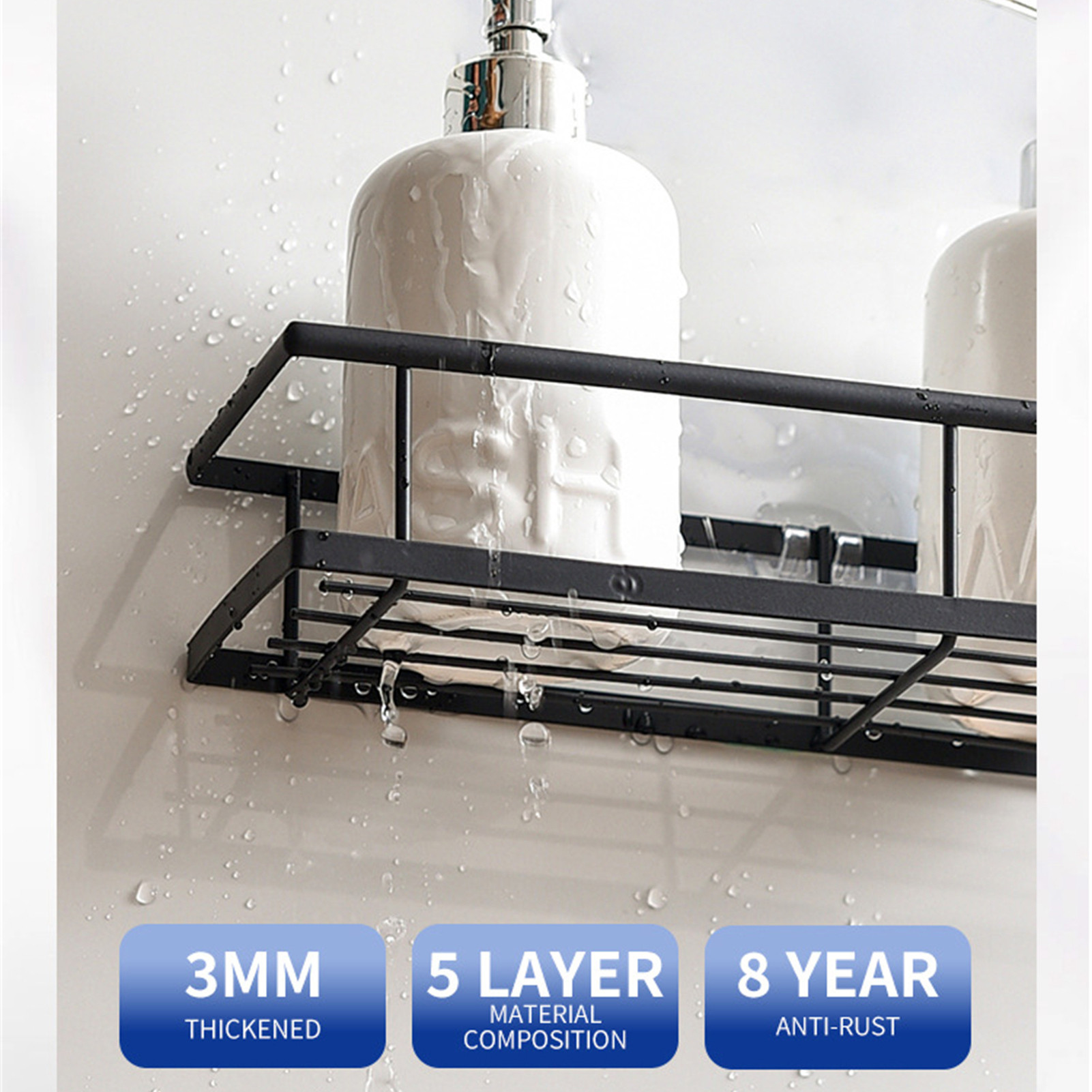 バスルームオーガナイザー シャワーキャディーセット 粘着式壁 - Home Essentials Bathroom Rack のレビューと価格