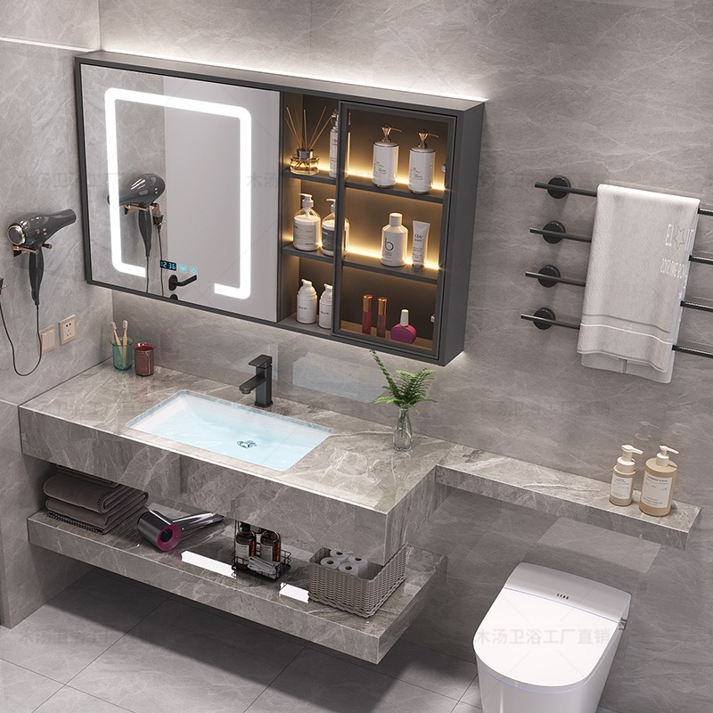 化粧鏡食器棚化粧品寝室紙モダンオーガナイザーバスルームキャビ - Home Bathroom Partition Wall のレビューと価格