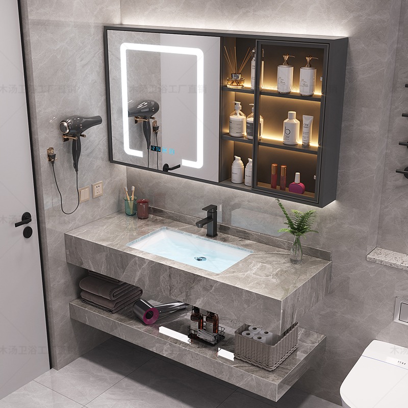 化粧鏡食器棚化粧品寝室紙モダンオーガナイザーバスルームキャビ - Home Bathroom Partition Wall のレビューと価格