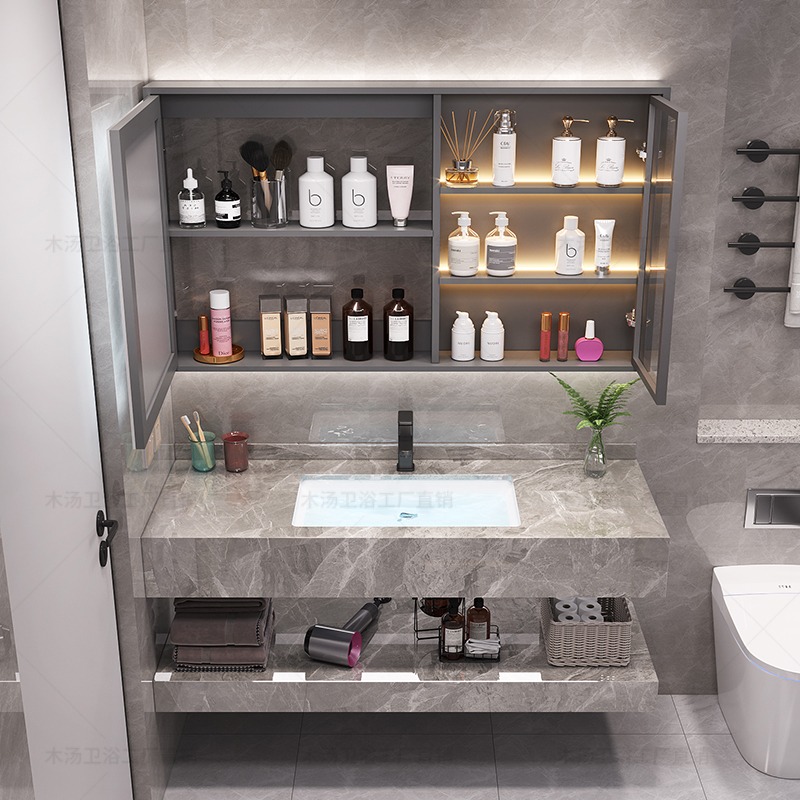 化粧鏡食器棚化粧品寝室紙モダンオーガナイザーバスルームキャビ - Home Bathroom Partition Wall のレビューと価格