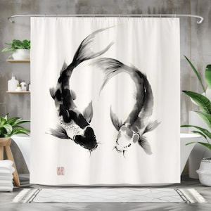 Fish Shower Curtain, Waterproo - Japanese Home Bathroom Design のレビューと価格