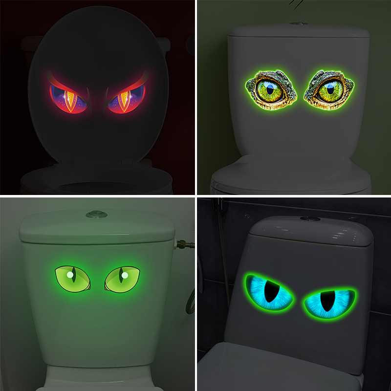 光る悪魔の目トイレステッカー自己粘着性取り外し可能なPVCバ - Jet Home Bathroom のレビューと価格