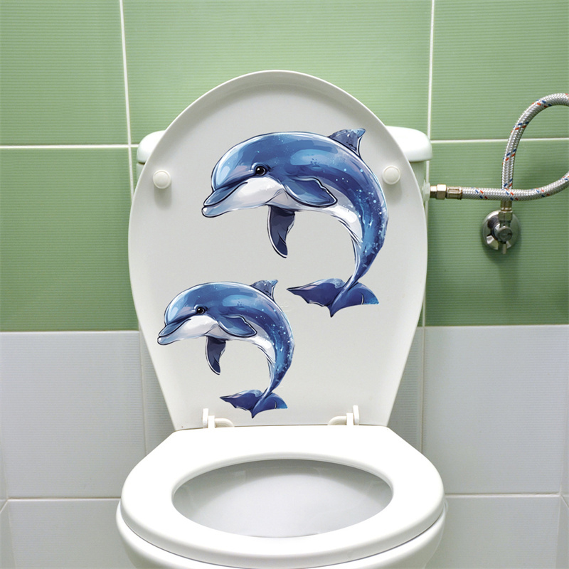 暗闇で光るイルカトイレステッカー自己粘着防水 PVC 子供部 - Jet Home Bathroom のレビューと価格