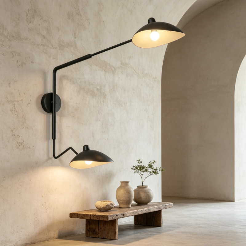 ロングアームレッグモダンブラックLEDウォールランプ角度調整 - Home Bathroom Lighting Design のレビューと価格