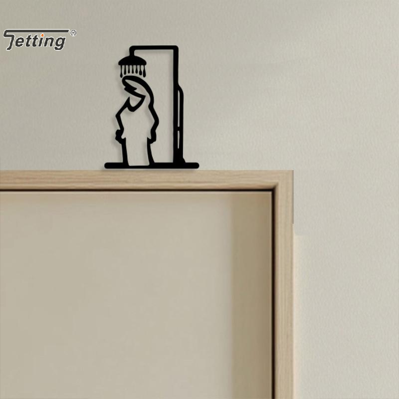 黒いシャワーフィギュア壁飾りミニマリストラインメタルバスルー - Jet Home Bathroom のレビューと価格