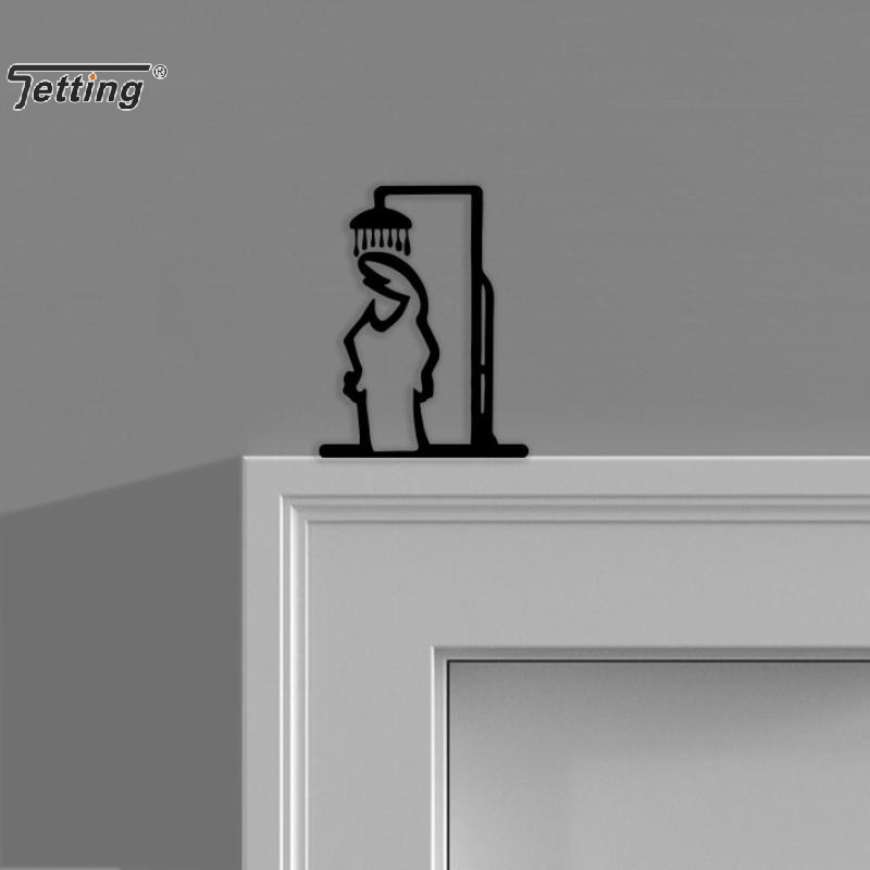 黒いシャワーフィギュア壁飾りミニマリストラインメタルバスルー - Jet Home Bathroom のレビューと価格