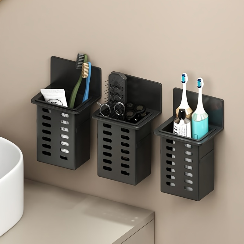 プラスチック製壁掛け歯ブラシホルダー、排水収納ラック、化粧品 - Home Essentials Bathroom Rack のレビューと価格