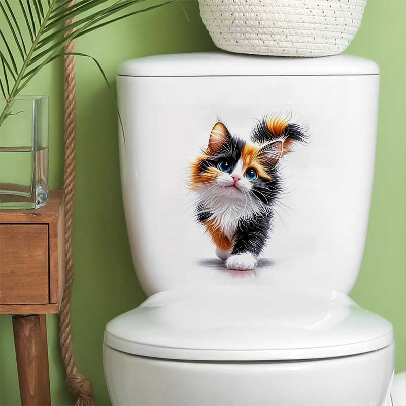 かわいいキツネ/斑点猫トイレカバーデカール自己粘着浴室壁ステ - Home Bathroom Wall Tiles のレビューと価格