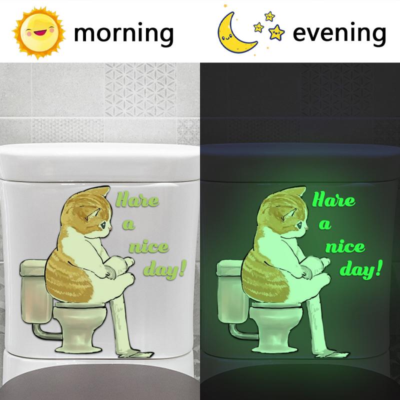 バスルーム発光猫しゃがみトイレ英語スローガントイレステッカー - Jet Home Bathroom のレビューと価格