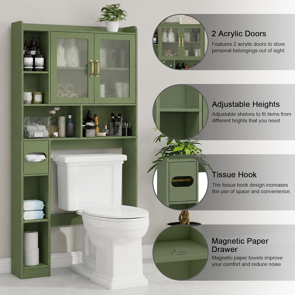 省スペースのアクリル製トイレ上収納キャビネット、家庭用、バス - Home Bathroom Toilet のレビューと価格