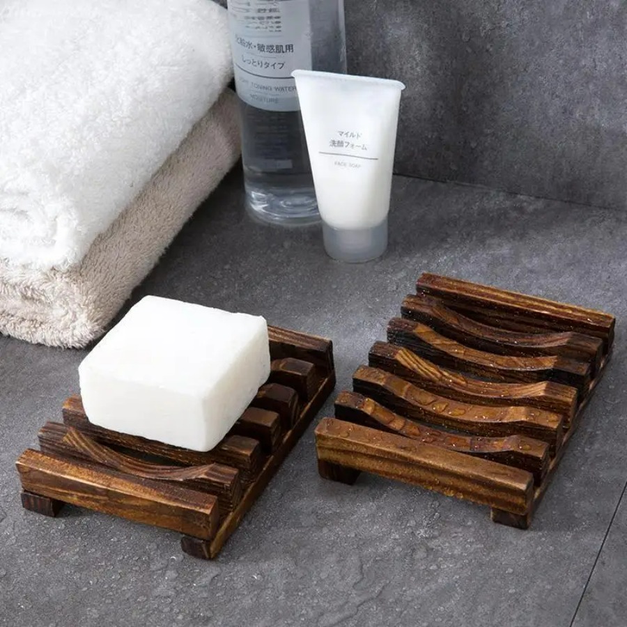 天然竹製石鹸ホルダー、木製水切りラックで石鹸を乾燥・清潔に保 - Home Essentials Bathroom Rack のレビューと価格