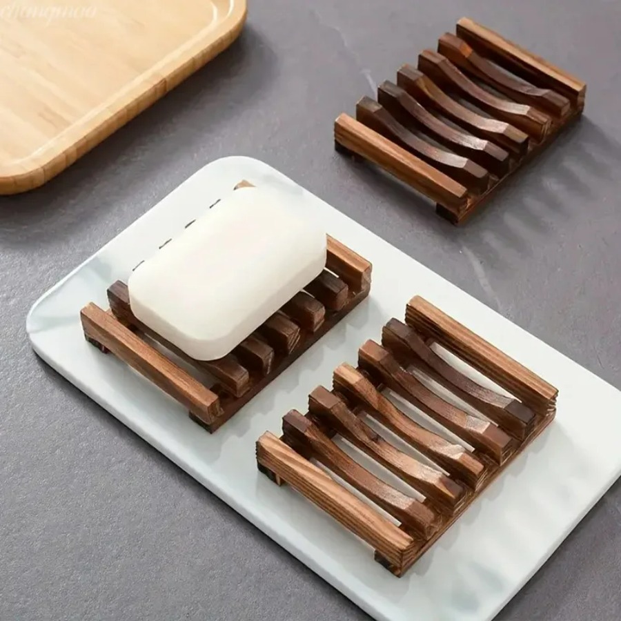 天然竹製石鹸ホルダー、木製水切りラックで石鹸を乾燥・清潔に保 - Home Essentials Bathroom Rack のレビューと価格