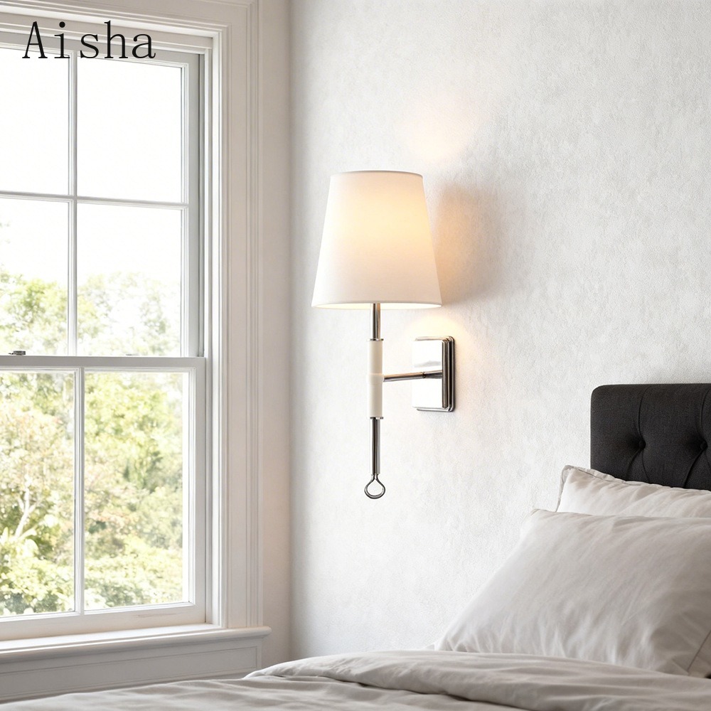 アメリカンファブリックウォールランプレトロリビングルーム寝室 - Home Bathroom Lighting Design のレビューと価格