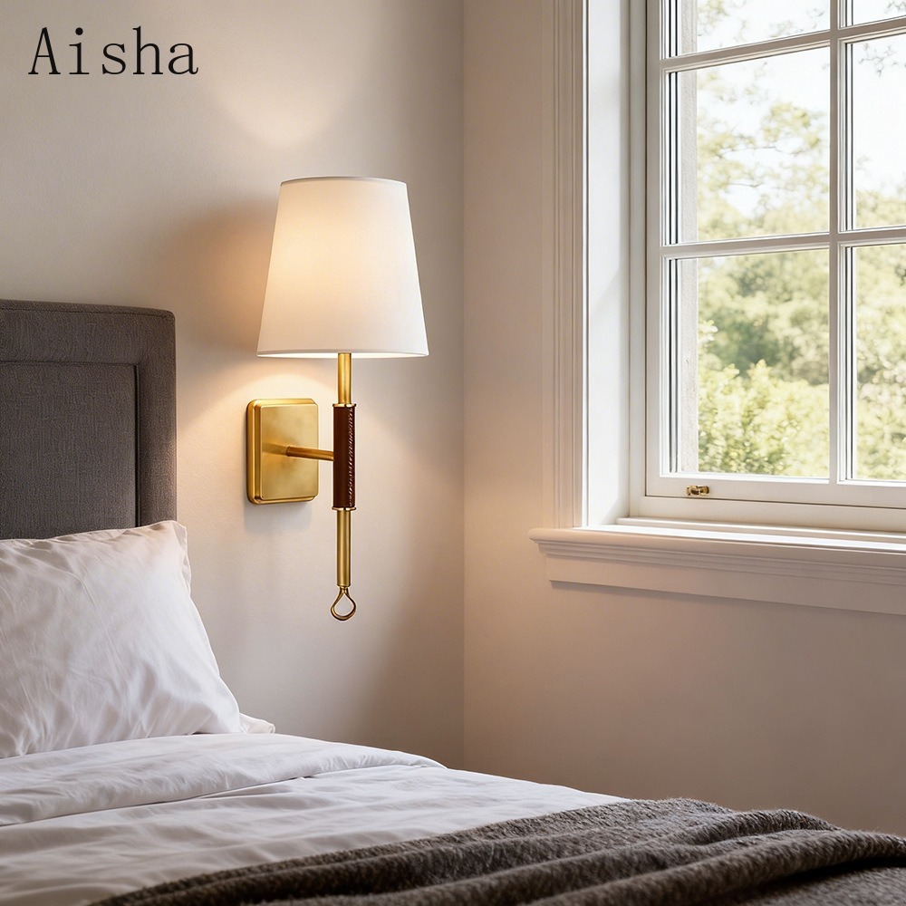 アメリカンファブリックウォールランプレトロリビングルーム寝室 - Home Bathroom Lighting Design のレビューと価格