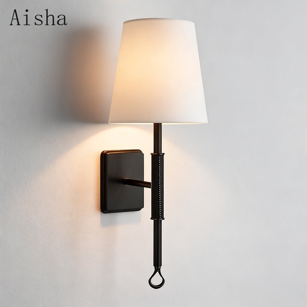 アメリカンファブリックウォールランプレトロリビングルーム寝室 - Home Bathroom Lighting Design のレビューと価格