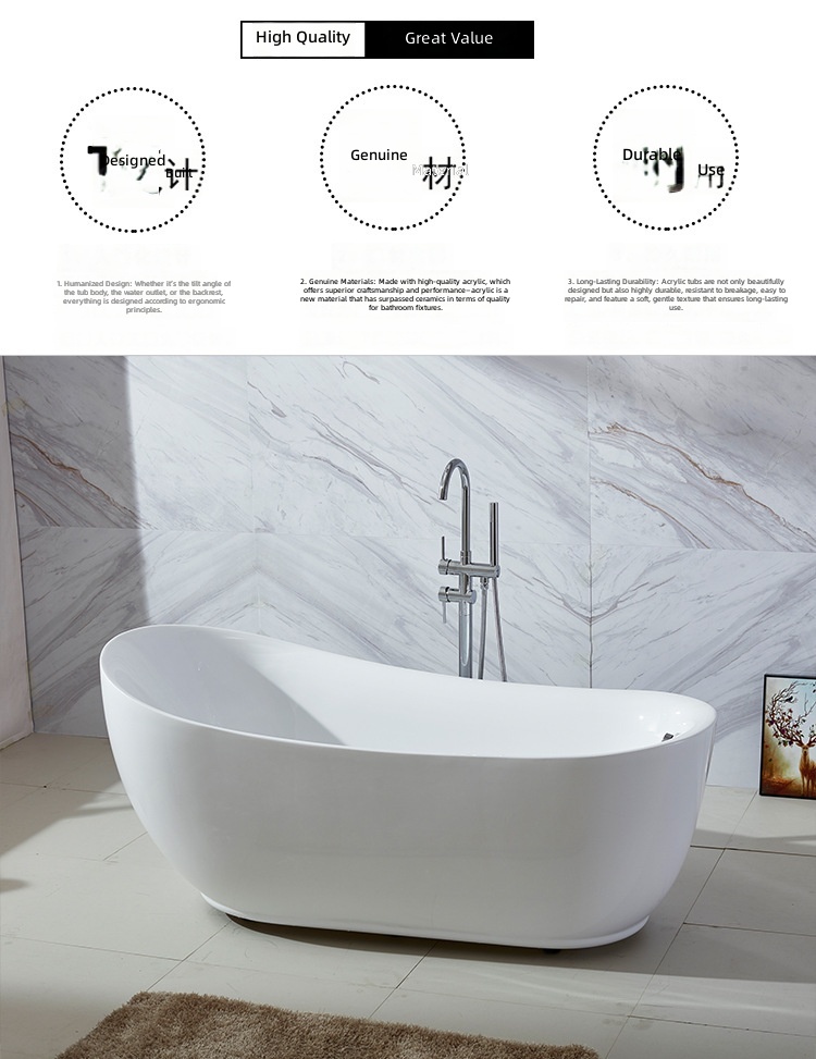 自立型アクリル浴槽、1.4-1.8mの楕円形ジェットマッサー - Jet Home Bathroom のレビューと価格