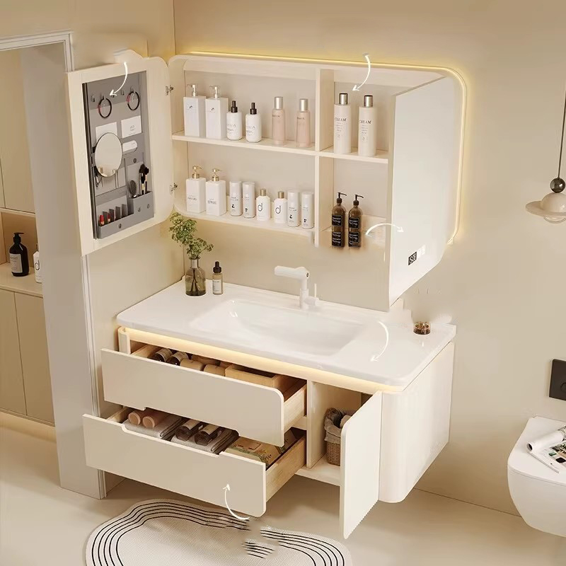 モダンな引き出し付きバスルームキャビネット、ペーパーホワイト - Home Bathroom Partition Wall のレビューと価格