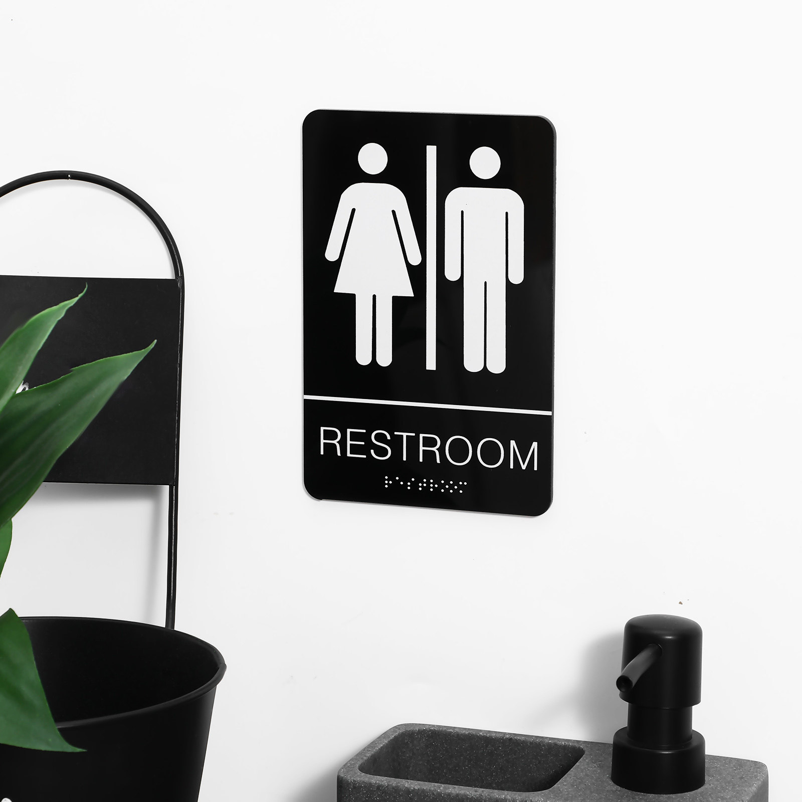 点字トイレサイン 自己粘着性アクリル製 男女兼用 性別中立  - Home Bathroom Toilet のレビューと価格