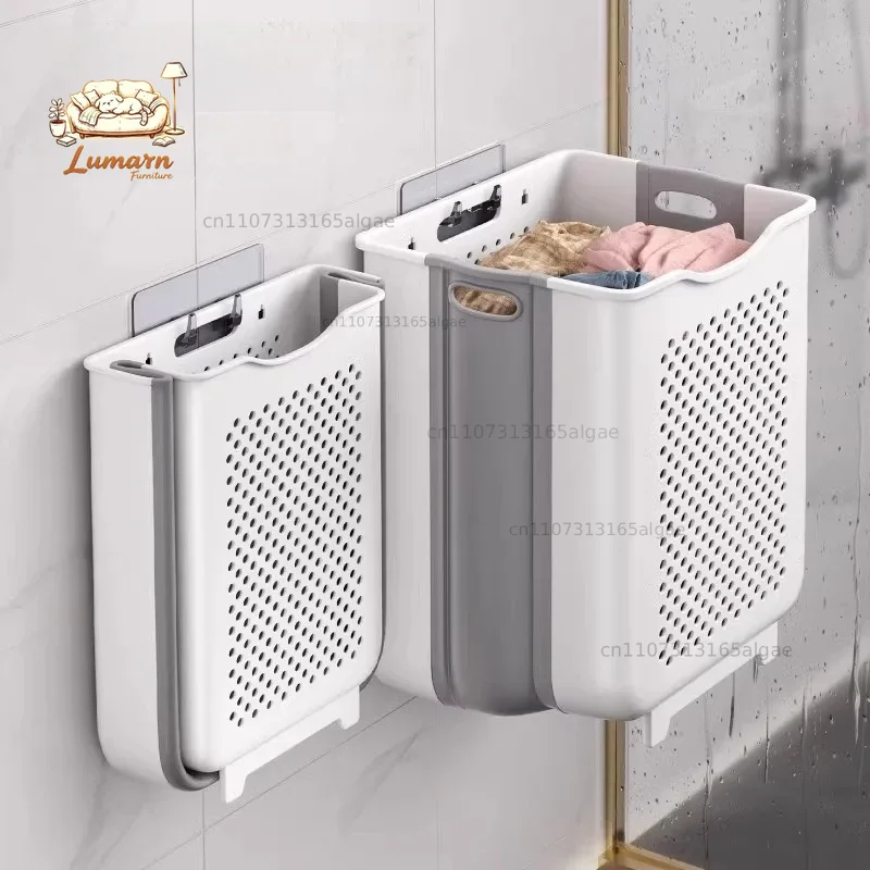 折りたたみ式壁掛け式汚れた洗濯物用バスケット、浴室用衣類分別 - Japanese Home Bathroom Design のレビューと価格