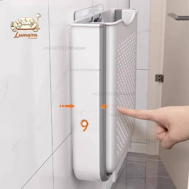 折りたたみ式壁掛け式汚れた洗濯物用バスケット、浴室用衣類分別 - Japanese Home Bathroom Design のレビューと価格