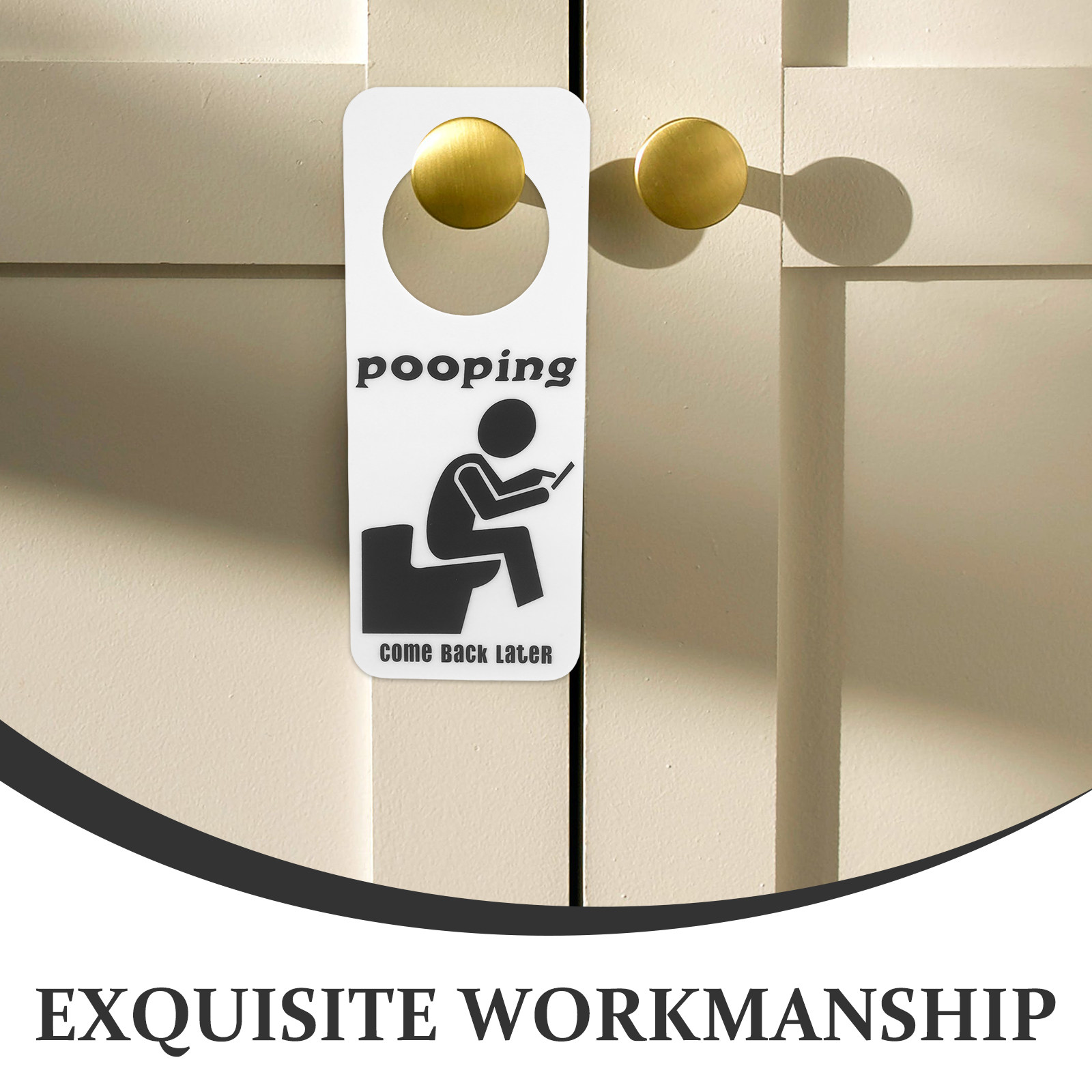 ユーモラスなバスルームドアサイン、使用中表示、ドアノブに掛け - Home Bathroom Occupied Sign のレビューと価格