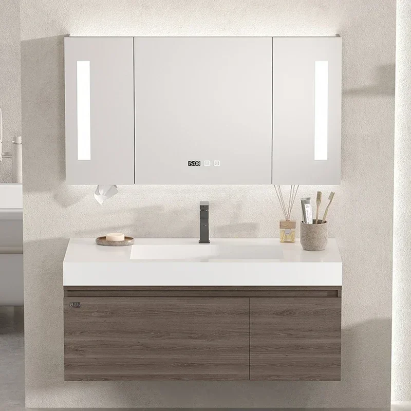 日本の木製洗面化粧台棚シンク付きモダンな収納洗面化粧台シンプ - Japanese Home Bathroom Design のレビューと価格