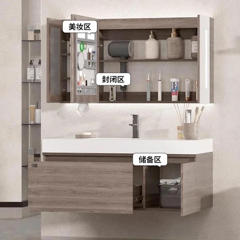 日本の木製洗面化粧台棚シンク付きモダンな収納洗面化粧台シンプ - Japanese Home Bathroom Design のレビューと価格